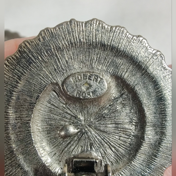 Robert Rose Beaded Clip Earrings Art Glass Cabochon Statement Vintage - Picture 6 of 10